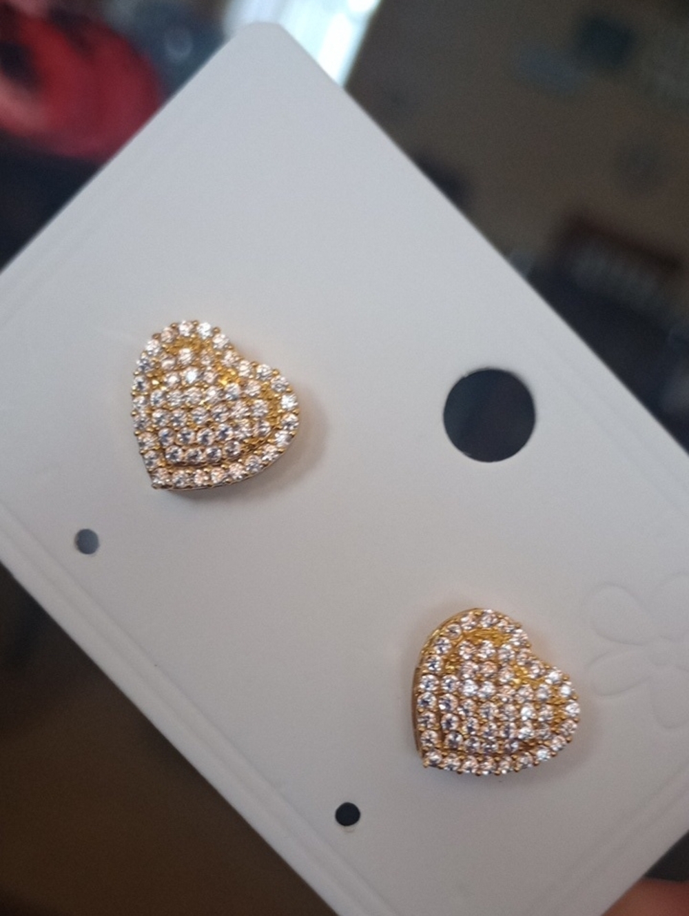 ♥️I 5/$20 Gold Heart Pave Crystal Stud Earrings